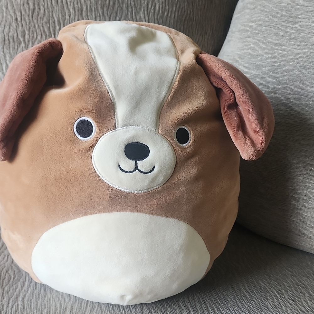 🔴Squishmallows Brown and White Dog Blanket Pillow